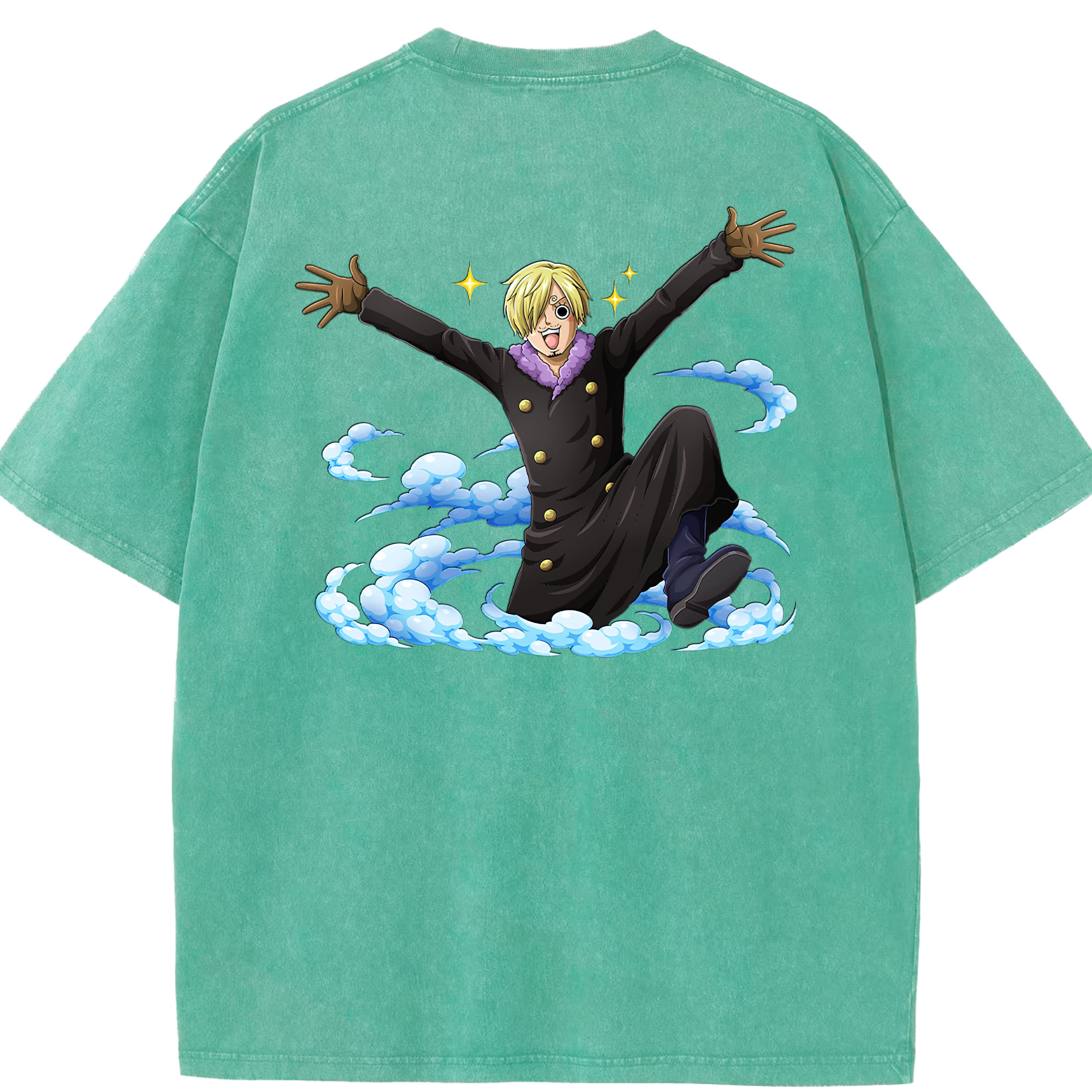 ワンピース サンジ ONE PIECE Sanji 綿100% ヴィンテージ風 半袖Tシャツ（背面プリント）
